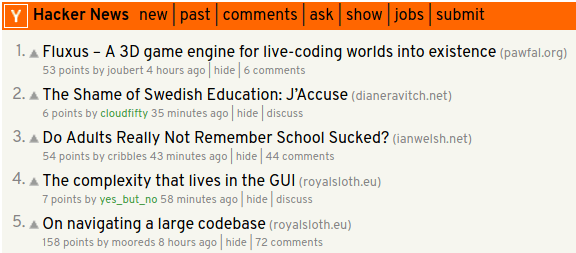 Two of my blog posts on the frontpage of Hacker News on 4th and 5th place